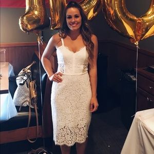 White lace knee-length dress, size 6